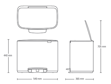 BO PEDAL BIN Mat sort 40x58,5x48,5cm 11+23L