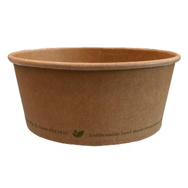 Salatskål Catersource rund 750 ml Ø150x60 mm brun karton/biocoating bionedbryd. 6 ps x 50 STK/krt