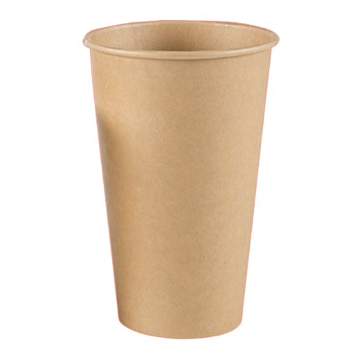 Kaffebæger 16oz 473ml natur Ø90/58x137mm brun ubleget PE 1000stk/krt