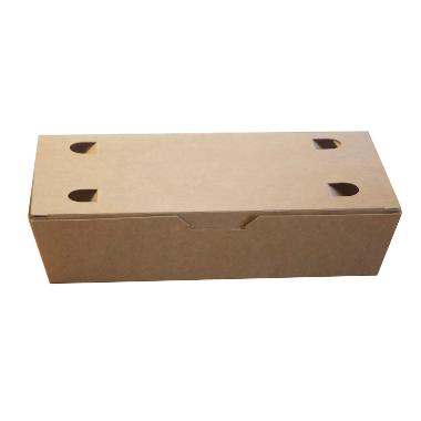 Pølseæske m/låg lille brun/hvid pap 200x100x50mm 2x100 stk/krt