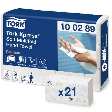 Håndklædeark Tork Xpress Premium H2 Interfold Soft 2-lag 21.2x25.5 cm 21 pk x 150 STK/krt
