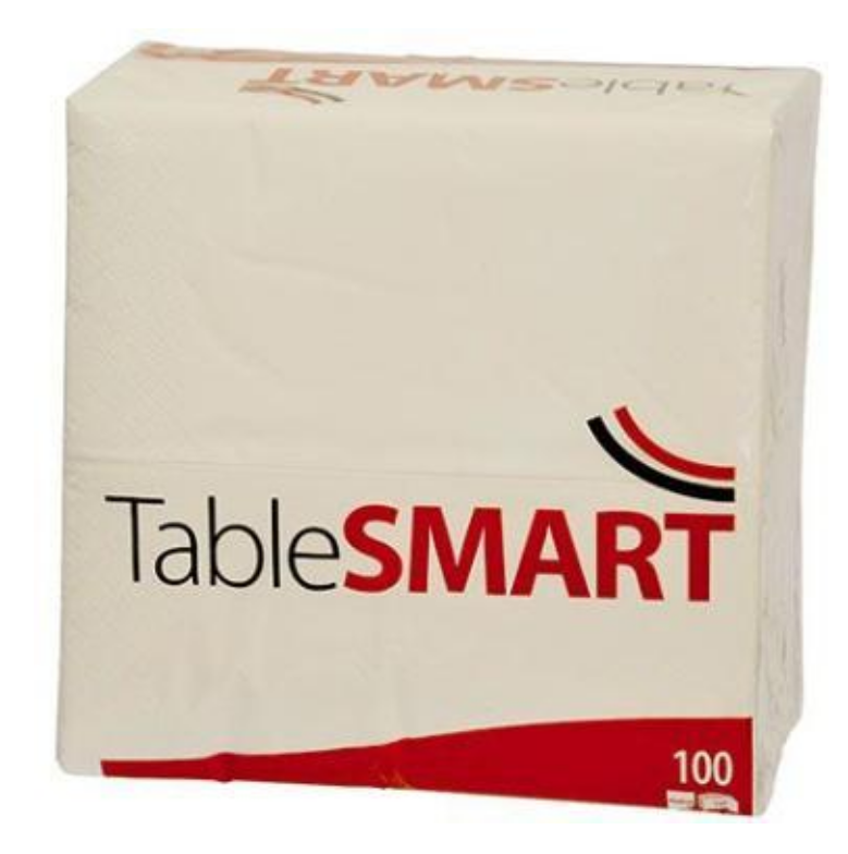 Serviet, TableSMART, 40x40 cm, 3-lags, 1/8 fold, hvid - 10x100 stk/krt