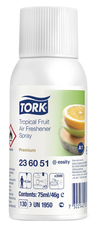 Duftfrisker Tork airfreshener A1 spray tropical fruit 75 ml 12 ds x 75 ml/krt