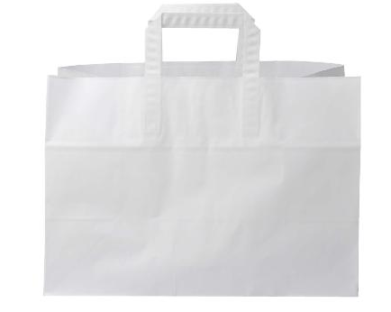 Bærepose neutral hvid papir 17l 350x170x245mm 200 stk/krt