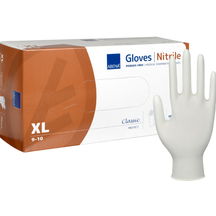 Nitrilhandske XL, hvid, pudderfri, 150 stk/pk