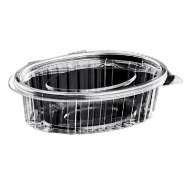 Plastbæger Catersource 150 ml 112x145x26 mm Oval Hængslet låg RPET Klar 800stk/Krt