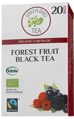 Green Bird Skovbær Sort Te Økologisk Fairtrade Krav 8x20 breve