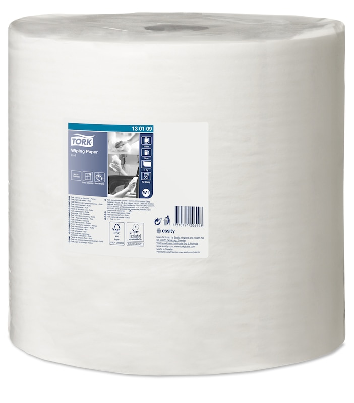 Aftørringsrulle Tork Standard W1 Industri 1-lag 34 cm x1180 m Hvid 1 rl/krt