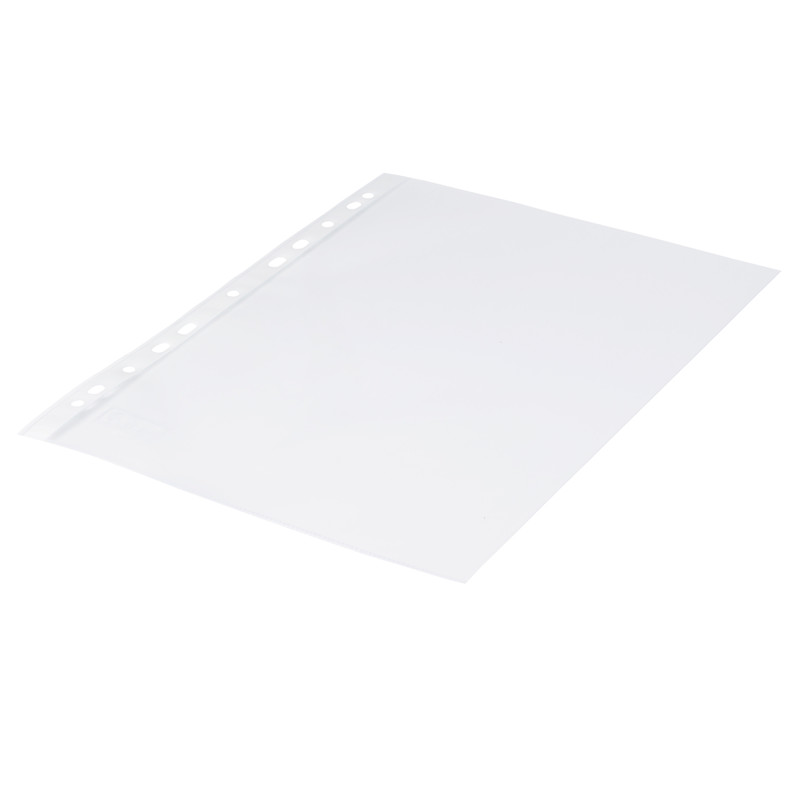 Plastlomme 0,11mm A4 glasklar 100stk/pak Q-line m/hvid hulkant  
