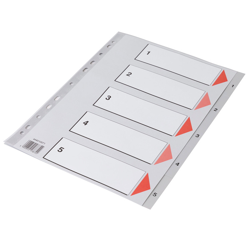 Plastregister Q-Line A4 1-5 grå m/kartonforblad 25 Sæt/pk