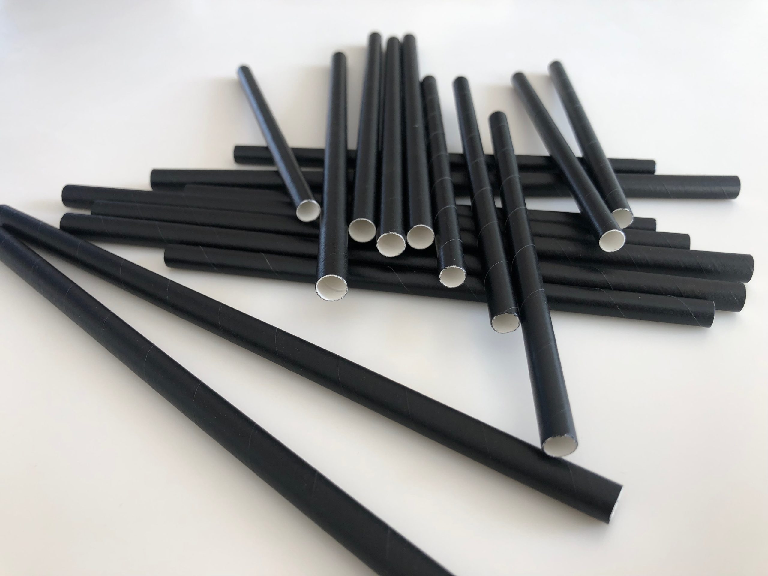 Papirsugerør sort 197x80mm 100stk