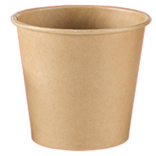 Kaffebæger brun ubleget PE 4oz 118 ml natur Ø62/48x60mm 1000stk/krt