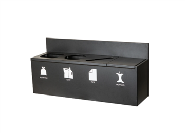 25kg affaldsspand væghængt m/kildesortering til 4 fraktioner, medfl. 4x15l spande 1070x315x495mm