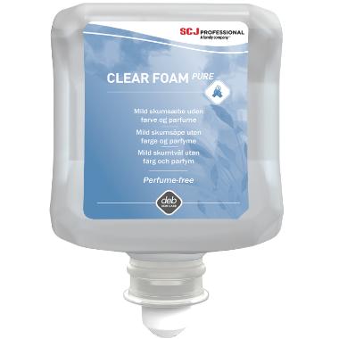Skumsæbe Clear FOAM Pure Blomstermærket uden Farve/Parfume til dispenser 1 ltr x 6 fl/krt