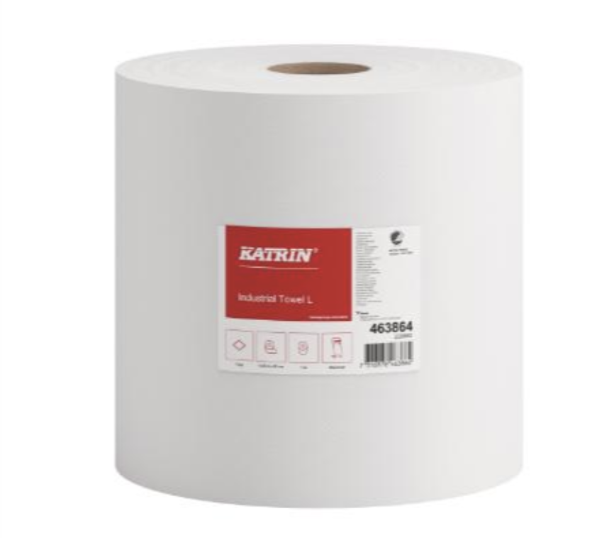 Værkstedsrulle, Katrin, 1-lags, 1230m x 23cm, Ø38,5cm, hvid, nyfiber