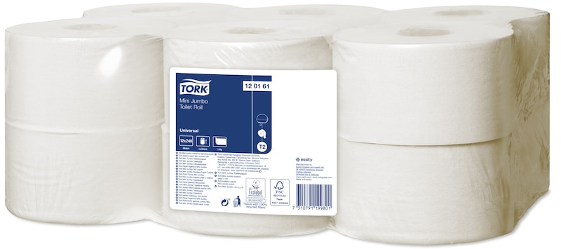 Toiletpapir Tork Jumbo Universal T2 Mini 1-lag 240 m 12 rl/krt