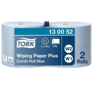 Aftørringsrulle Tork Plus Industri W1 /W2 2-lag 23.5 cm x255 m Blå 2 x 1 rl/krt