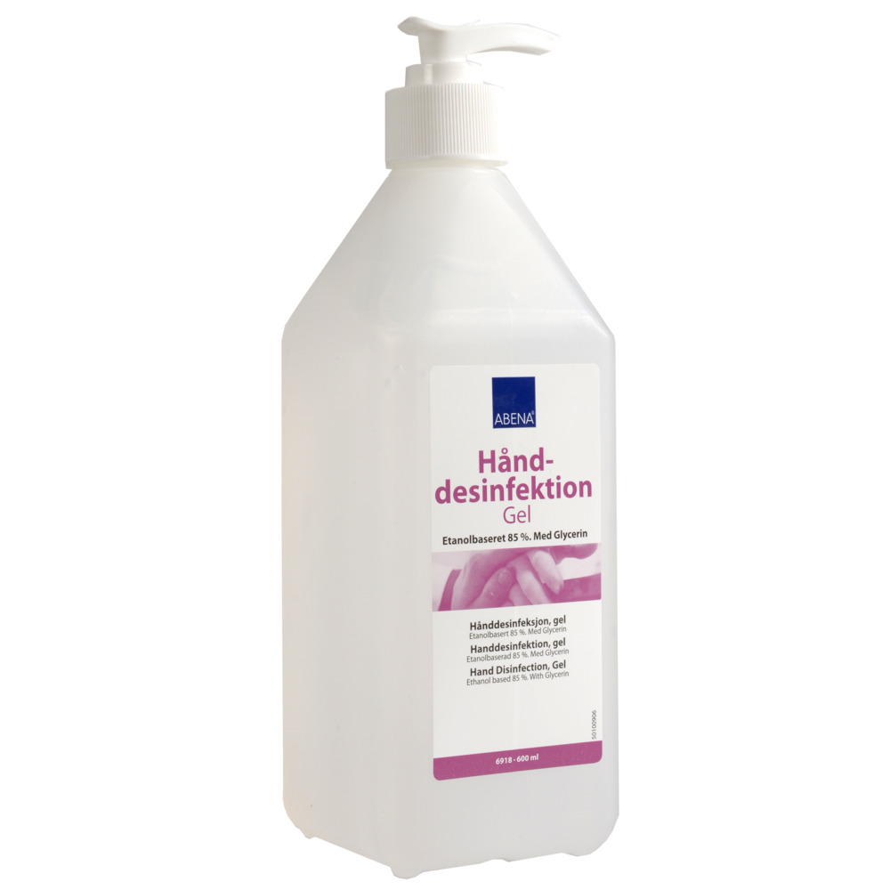 Hånddesinfektionsgel, 600 ml, 85% ethanol, flaske med pumpe - 1 stk