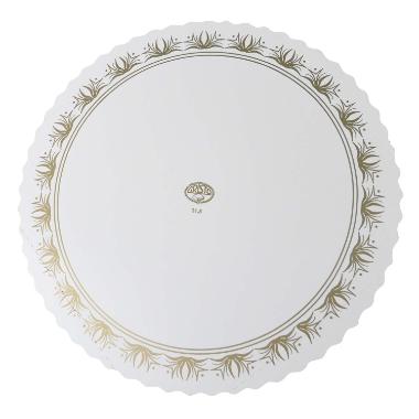 Kagepap Ø315 mm Lakeret med Guldtryk 500 stk/kar