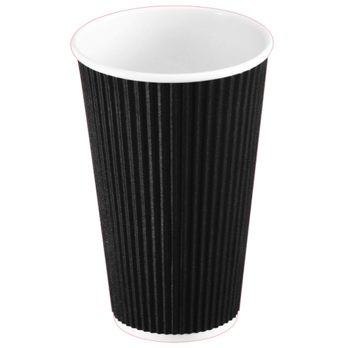Kaffebæger Ripple wall 16oz 473ml Ø90/58x137mm sort 600stk/krt
