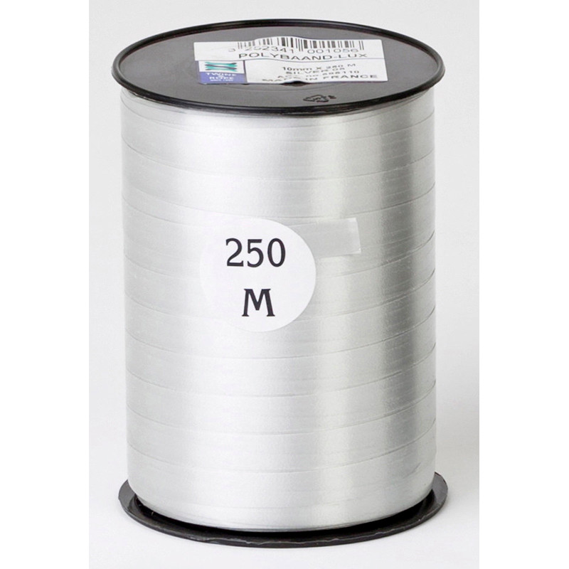 Gavebånd glat sølv 10mmx250m nr. 05 5 Rul/pk