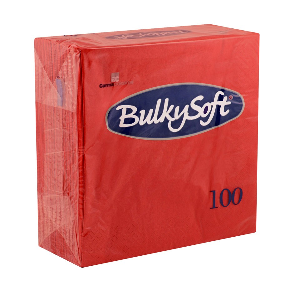 BULKYSOFT SERVIET RØD 40X40, 2 LAG, 100X20 PK/KRT