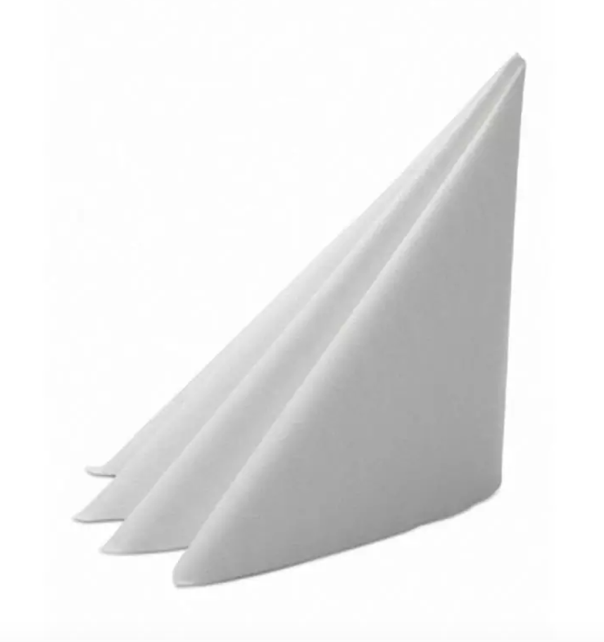 Middagsserviet, 40x40 cm, 1/4 fold, hvid, airlaid - 12x50 stk/krt