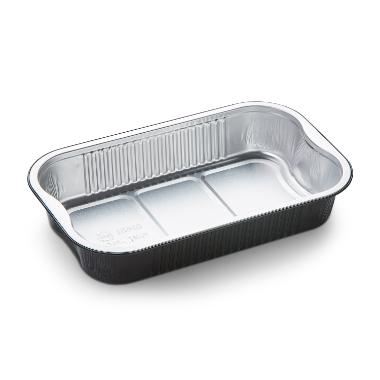 Foliebakke Ready2Cook rekt sort/sølv alu 1400ml 265x162x47mm m/håndtag 2x150 stk/krt