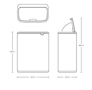 BO TOUCH BIN HI matt steel fingerprint proof 2x30l 38x59,5x75cm