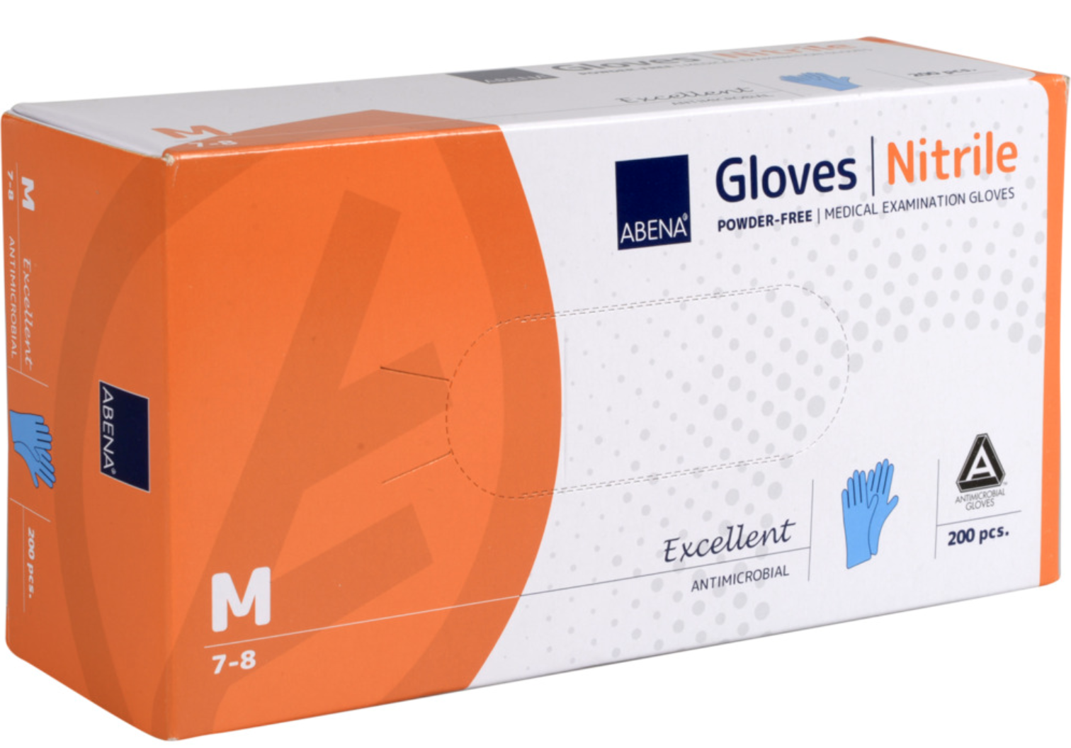 Antimikrobiel undersøgelseshandske, Excellent, M, blå, New, pudderfri 200 stk/pk