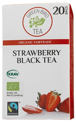 Green Bird Jordbær Sort Te Økologisk Fairtrade Krav 8x20 breve