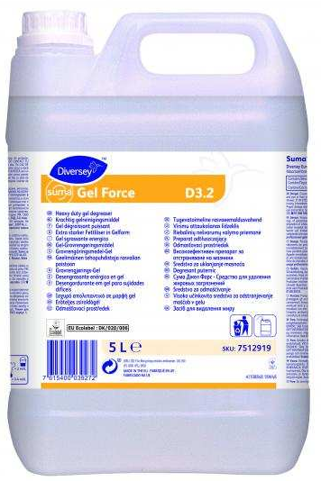 Skumrengøring, Suma Gel Force, D3.2, uden farve/parfume - 2x5L/krt