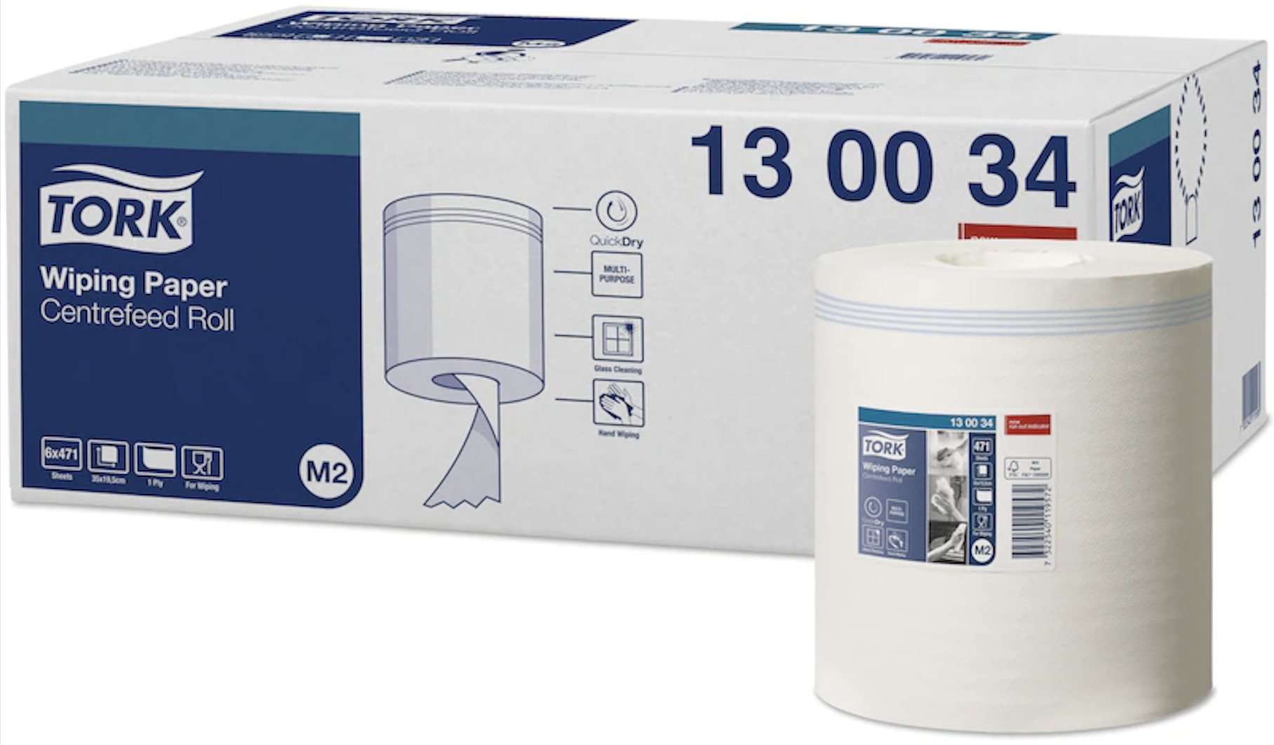 Håndklæderulle Tork Standard M2 TAD 1-lag 19.5 cm x165 m 6 rl/krt