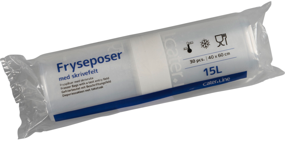 Frysepose, 15 l, klar, LDPE/virgin, 40x60cm 25 rl/krt