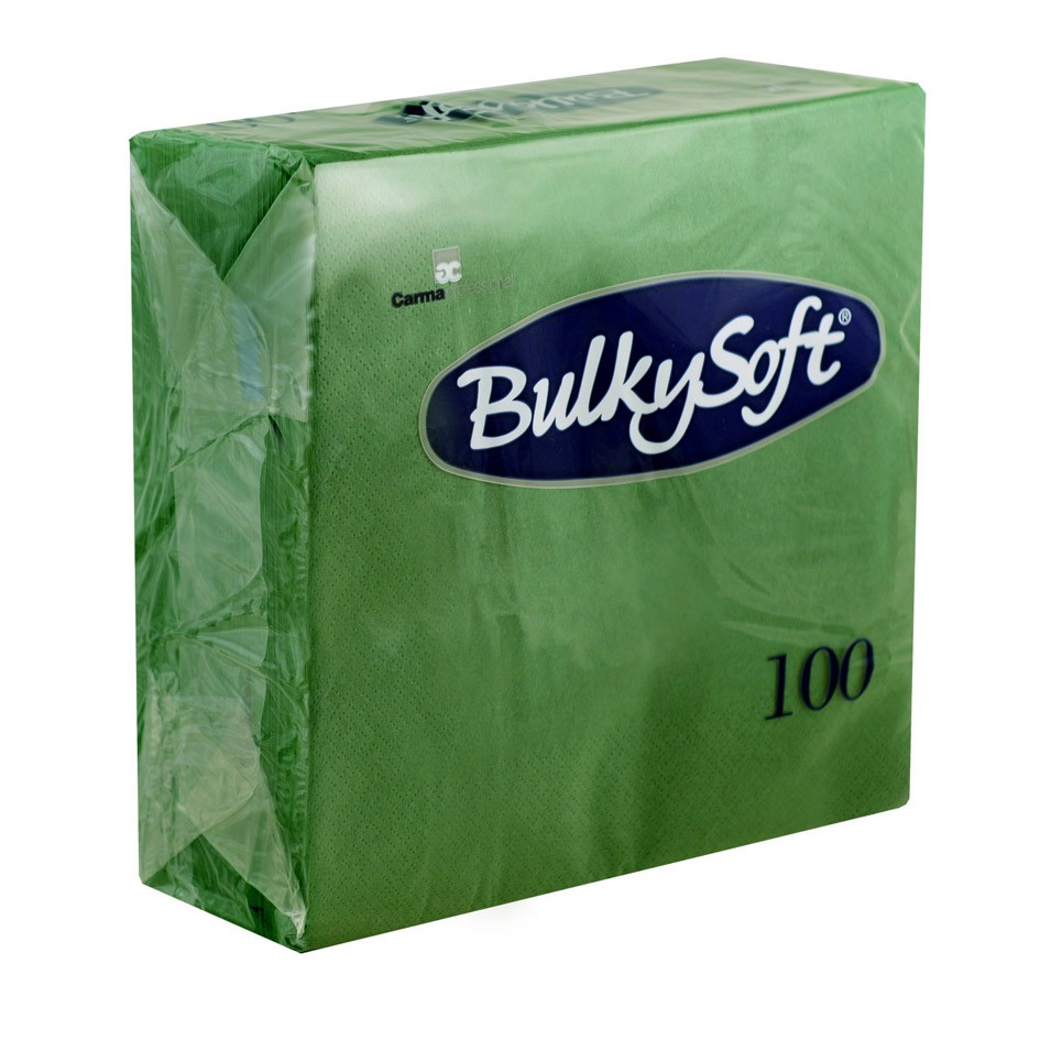 BULKYSOFT SERVIET GRØN 33X33, 2 LAG, 100X20 PK/KRT