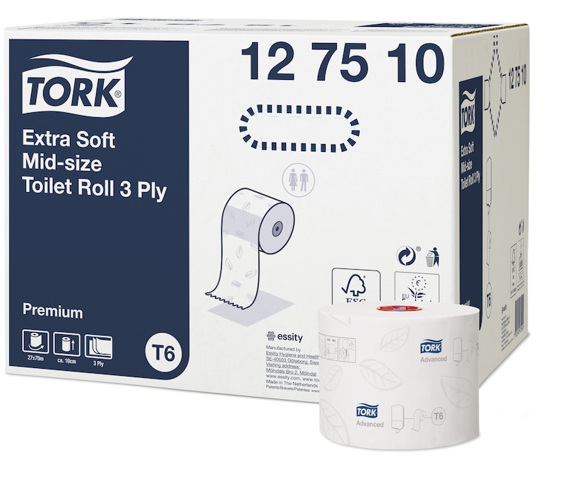 Toiletpapir Tork Premium T6 Ekstra soft 3-lag 70 m 27 rl/krt