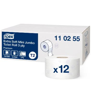 Toiletpapir Tork Jumbo Ekstra soft Premium T2 3-lag Ø18.8 cm 120 m 12 rl/krt