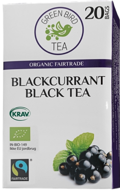 Green Bird Solbær Sort Te Økologisk Fairtrade Krav 8x20 breve