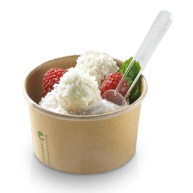 Isbæger 150 ml 5 oz Ø85x52 mm kraft pap PLA bionedbrydelig Brun 20 ps x 50 STK/krt