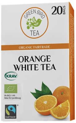 Green Bird Appelsin Hvid Te Økologisk Fairtrade Krav 8x20 Breve