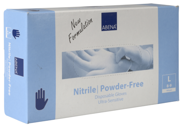 Nitrilhandske transparent L, pudderfri 100 stk/pk