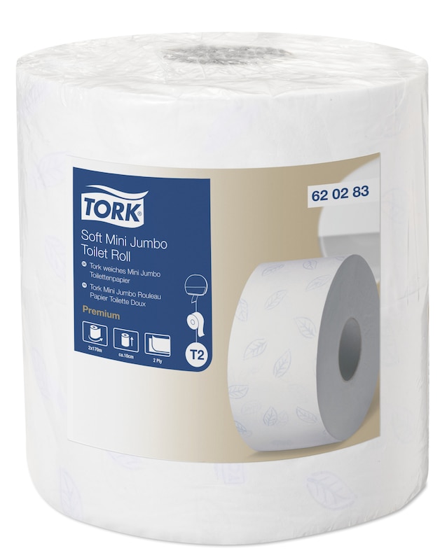Toiletpapir Tork Premium Jumbo Mini T2 2-lag 170 m 2 rl/krt