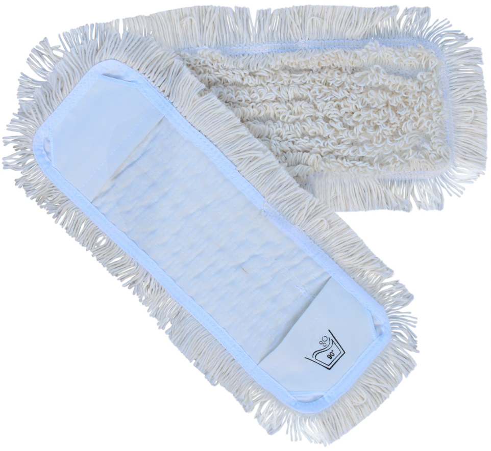 Fugt- og vådmoppe, Clean Plus, hvid, bomuld/polyester, 40 cm, med lommer 5 stk/pk