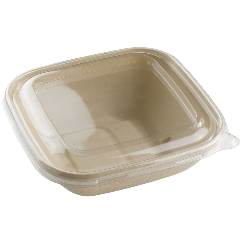 Bagasse bakke, 17x17x5,2cm, 750 ml, brun, bagasse, komposterbar - 300 stk/krt