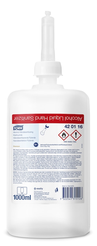 Tork Gel Hånddesinfektion S1 med Alkohol 1 ltr 6 fl x 1 ltr/krt