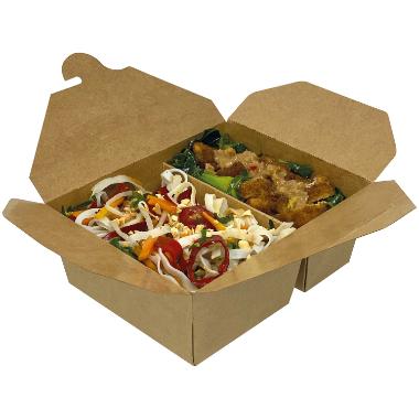 Boks, 2-rums, 1050ml, 380/670ml, PE Brun - 200 stk/krt