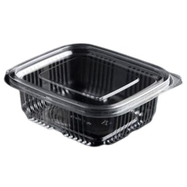 Plastbæger Catersource 250 ml 85x97x41 mm firkantet hængslet låg RPET Klar - 500 stk/krt