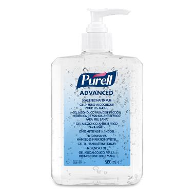 Hånddesinfektion Purell advanced gel 500ml i pumpeflaske 12x500 ml/krt