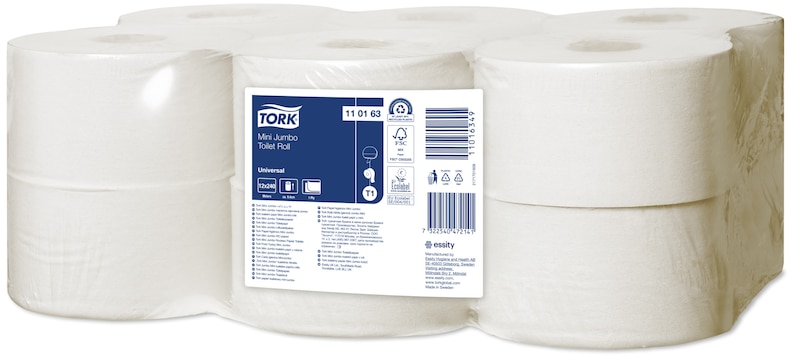 Toiletpapir Tork Advanced T2 Jumbo Mini 1-lag Ø18.8 cm 240 m 12 rl/krt
