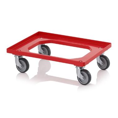 Platformsvogn rød plast 610x410mm m. gummihjul 